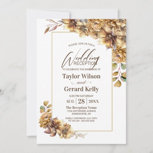 Rustikale Herbstblütenhochzeit Einladung (Vorderseite)