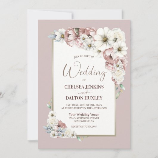 Rustikale Herbstblütenhochzeit Einladung (Vorderseite)