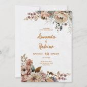 Rustikale Herbstblütenhochzeit Einladung (Vorderseite)