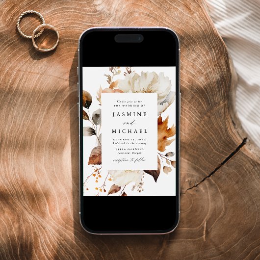 Rustikale Herbstblütenhochzeit Einladung