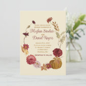 Rustikale Herbstblütenhochzeit Einladung (Stehend Vorderseite)