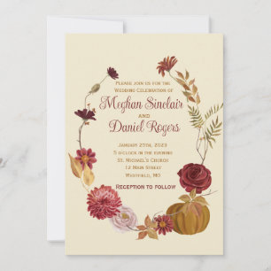 Rustikale Herbstblütenhochzeit Einladung