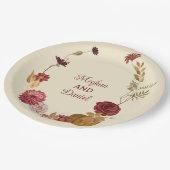 Rustikale Herbstblütenhochzeit Pappteller (Schrägansicht)