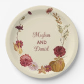 Rustikale Herbstblütenhochzeit Pappteller (Vorderseite)