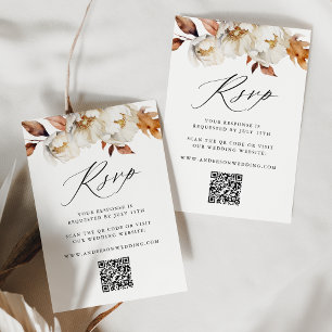 Rustikale Herbstblütenhochzeit QR-Code RSVP Karte