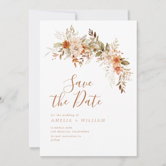 rustikale Herbstblütenhochzeit retten das Datum Save The Date (Vorderseite)