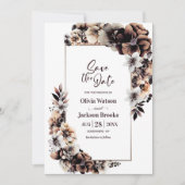 Rustikale Herbstblütenhochzeit rettet das Datum Save The Date (Vorderseite)