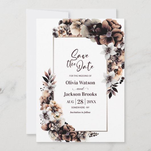 Rustikale Herbstblütenhochzeit rettet das Datum Save The Date (Vorderseite)