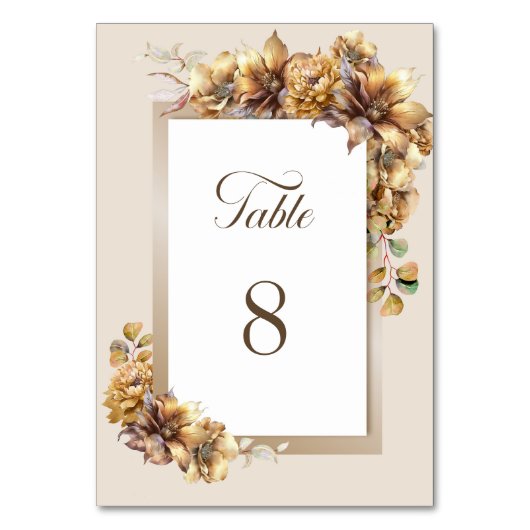 Rustikale Herbstblütenhochzeit-Tischnummer Tischnummer (Rückseite)