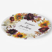 Rustikale Herbstblütenhochzeit Vielen Dank Pappteller (Schrägansicht)