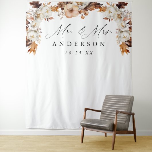 Rustikale Herbstblütenhochzeit Wandteppich (Beispiel)