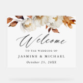 Rustikale Herbstblütenhochzeit Willkommen Acrylschild (Vorderseite)