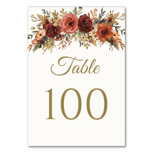 Rustikale Herbstblütenhochzeiten - Tischnummern (Rückseite)