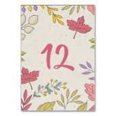 Rustikale Herbstblütenkarte Tischnummer (Rückseite)