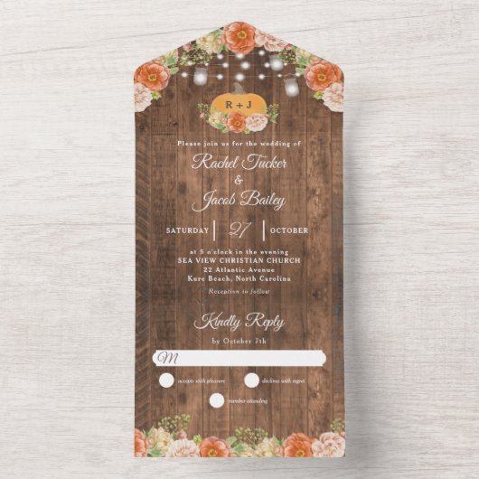 Rustikale Herbstblütenspürzen All In One Einladung (Innen Boden)