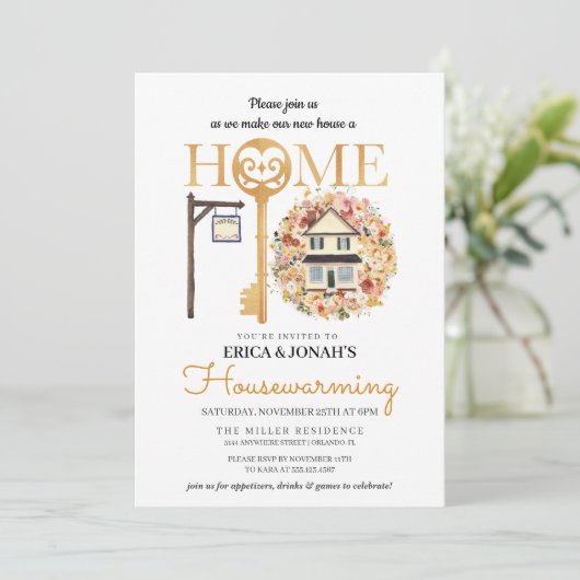 Rustikale Herbstblütenwärmung Einladung (Stehend Vorderseite)