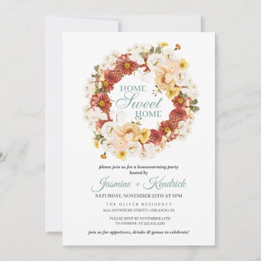 Rustikale Herbstblütenwärmung Einladung (Vorderseite)