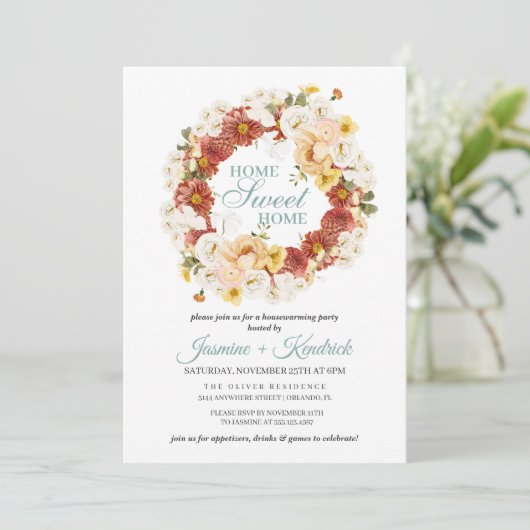 Rustikale Herbstblütenwärmung Einladung (Stehend Vorderseite)