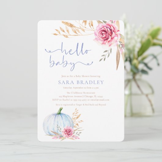 Rustikale Herbstbohauchdusche Einladung (Stehend Vorderseite)