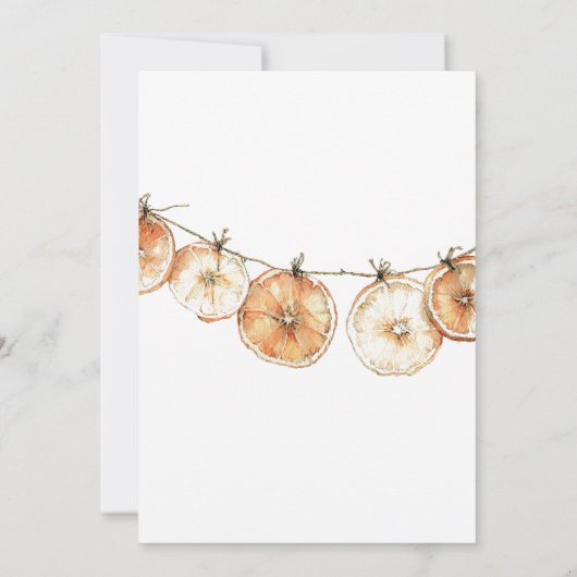 Rustikale Herbstboho getrocknete Orange Garland Ho Einladung (Rückseite)