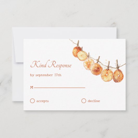 Rustikale Herbstboho getrocknete Orange Garland Ho RSVP Karte (Vorderseite)