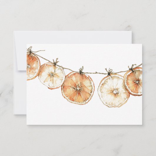 Rustikale Herbstboho getrocknete Orange Garland Ho RSVP Karte (Rückseite)