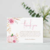 Rustikale Herbstboho Pumpkin Baby Girl Dusche Dankeskarte (Stehend Vorderseite)