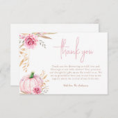 Rustikale Herbstboho Pumpkin Baby Girl Dusche Dankeskarte (Vorne/Hinten)