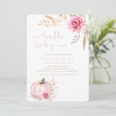 Rustikale Herbstboho Pumpkin Baby Girl Dusche Einladung (Stehend Vorderseite)