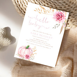 Rustikale Herbstboho Pumpkin Baby Girl Dusche Einladung