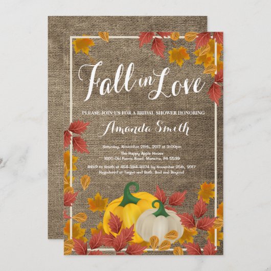 Rustikale Herbstbridal-Dusche Einladung (Vorne/Hinten)