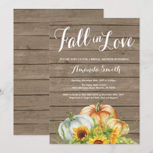 Rustikale Herbstbridal-Dusche Einladung (Vorne/Hinten)
