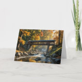Rustikale Herbstbrücke zum Geburtstag Karte (Vorderseite)