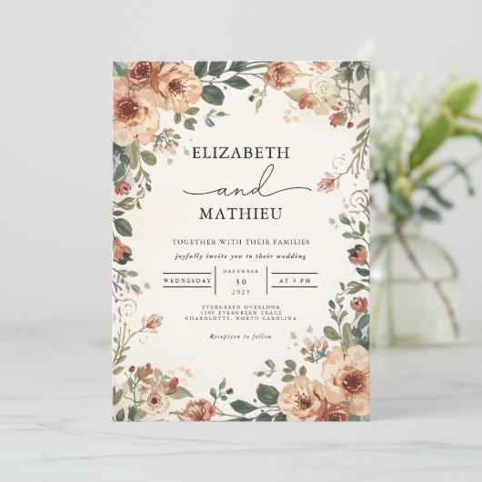 Rustikale Herbstbrunnen Einladung (Stehend Vorderseite)