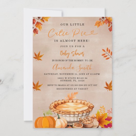 Rustikale Herbstdusche ein wenig Süsse Pie Einladung (Vorderseite)