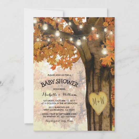 Rustikale Herbstdusche Einladung (Vorderseite)