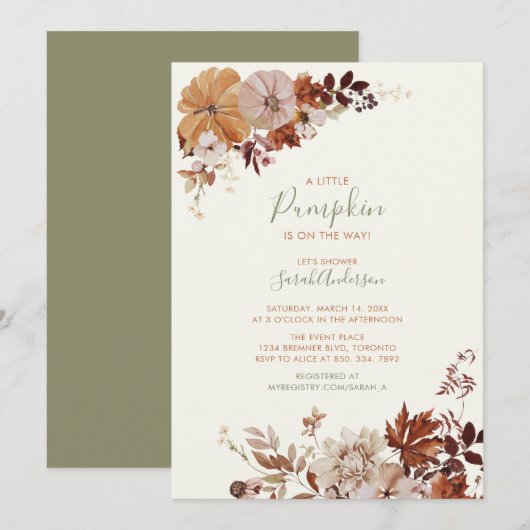 Rustikale Herbstdusche Einladung (Vorne/Hinten)