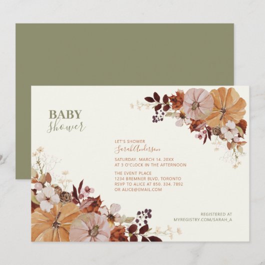 Rustikale Herbstdusche Einladung (Vorne/Hinten)