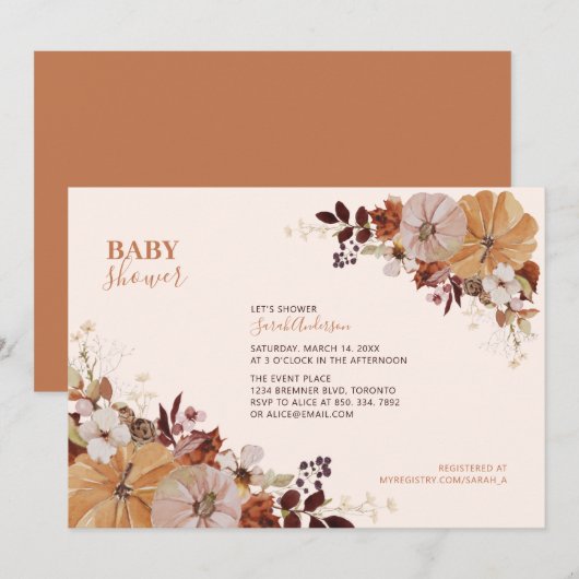 Rustikale Herbstdusche Einladung (Vorne/Hinten)