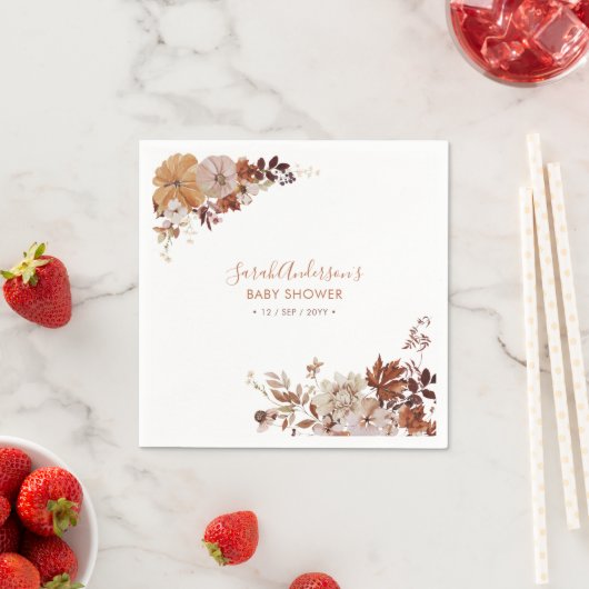 Rustikale Herbstdusche Floral Pumpkin Babydusche N Serviette (Beispiel)