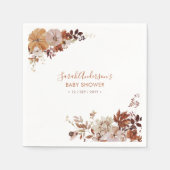 Rustikale Herbstdusche Floral Pumpkin Babydusche N Serviette (Vorderseite)