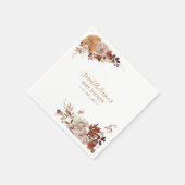 Rustikale Herbstdusche Floral Pumpkin Babydusche N Serviette (Ecke)