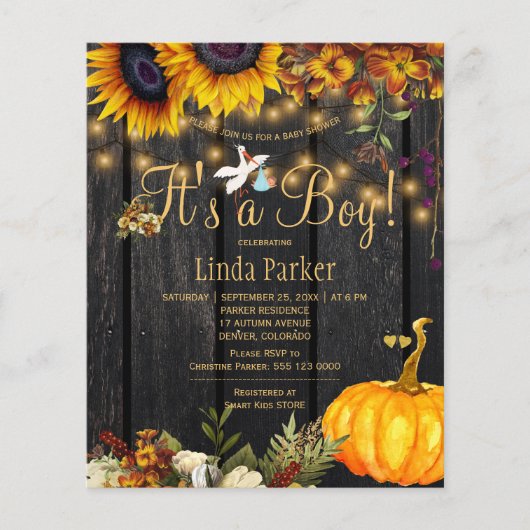 Rustikale Herbstdusche Flyer (Vorne)