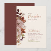 Rustikale Herbstdusche mit Blumenkürbis Einladung (Vorne/Hinten)