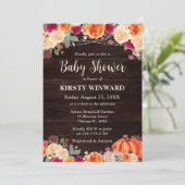 Rustikale Herbstdusche Orange Pumpkin Floral Baby  Einladung (Stehend Vorderseite)