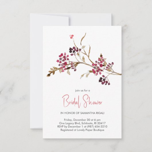 Rustikale Herbstdusche Wasserfarbe Bridal Einladun Einladung (Vorderseite)