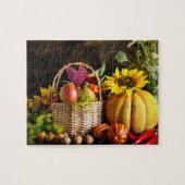 Rustikale Herbsternte Blume Pumpkin Puzzle (Horizontal)