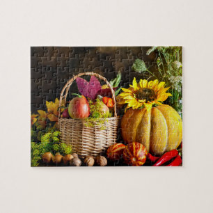 Rustikale Herbsternte Blume Pumpkin Puzzle