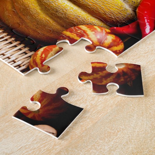Rustikale Herbsternte Blume Pumpkin Puzzle (Seite)
