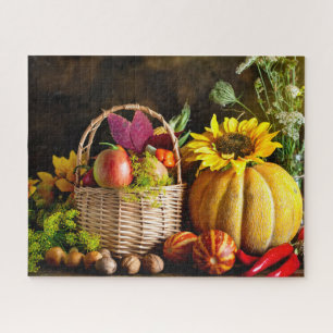 Rustikale Herbsternte Blume Pumpkin Puzzle